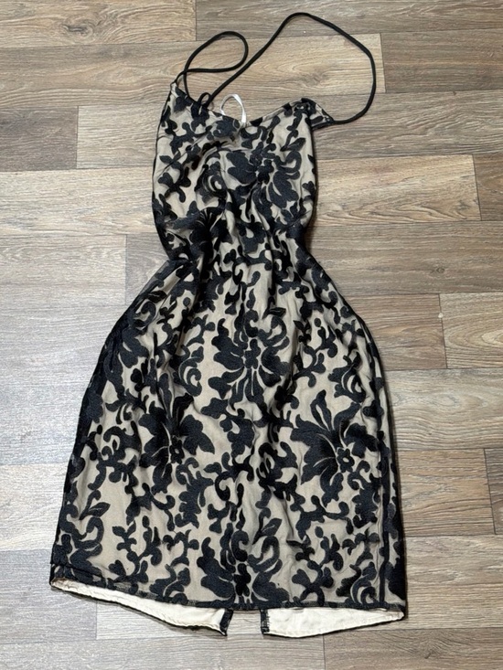 Lovers + Friends Dresses & Skirts - Lovers + Friends Black Lace Overlay on Nude Mini Dress